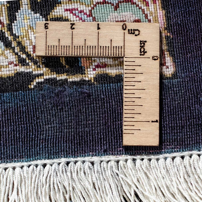 Alfombra persa - Ghom - 89 x 59 cm - azul oscuro