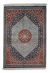 Alfombra persa - Ghom - 84 x 60 cm - azul oscuro