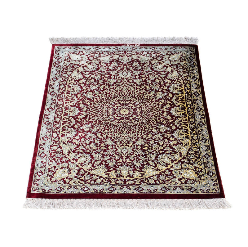 Alfombra persa - Ghom - 78 x 54 cm - rojo oscuro