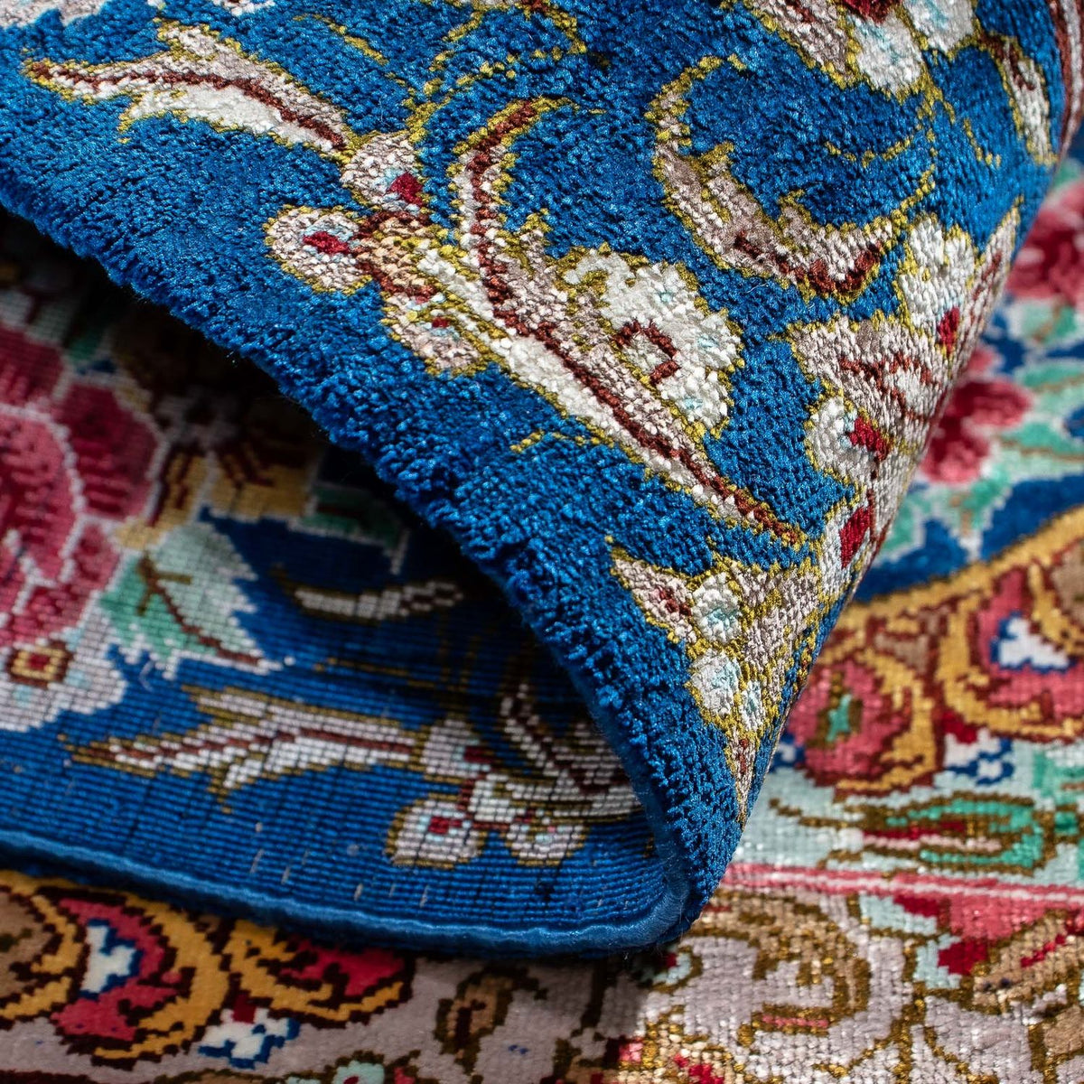 Alfombra persa - Ghom - 80 x 55 cm - azul oscuro