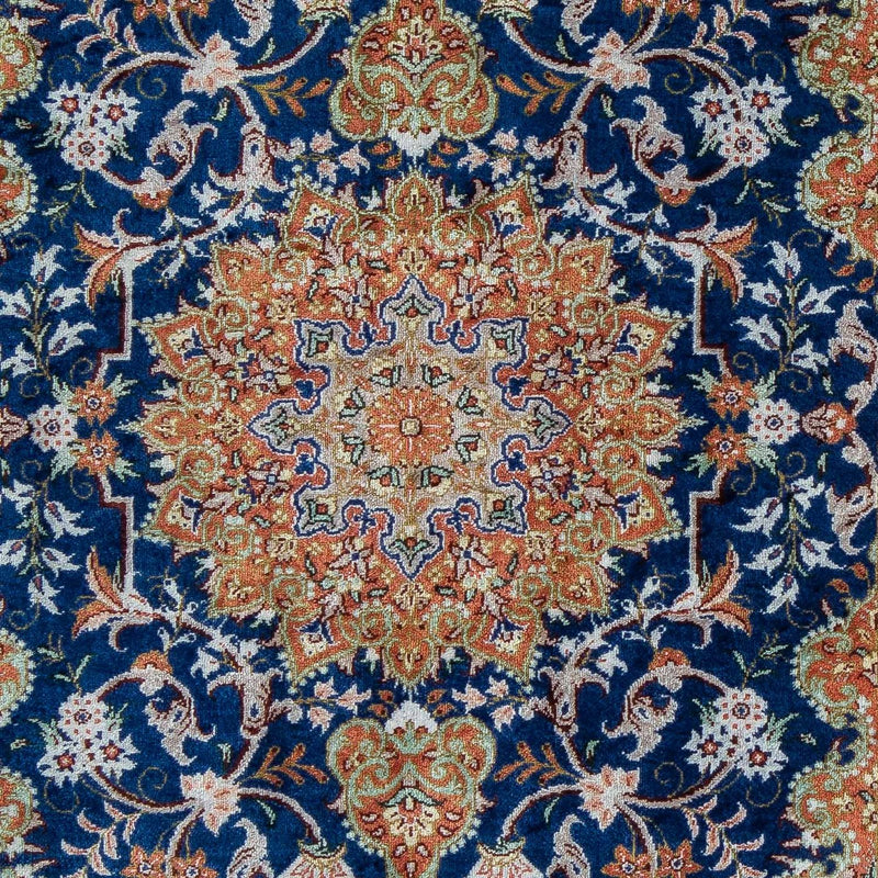 Alfombra persa - Ghom - 78 x 55 cm - azul oscuro