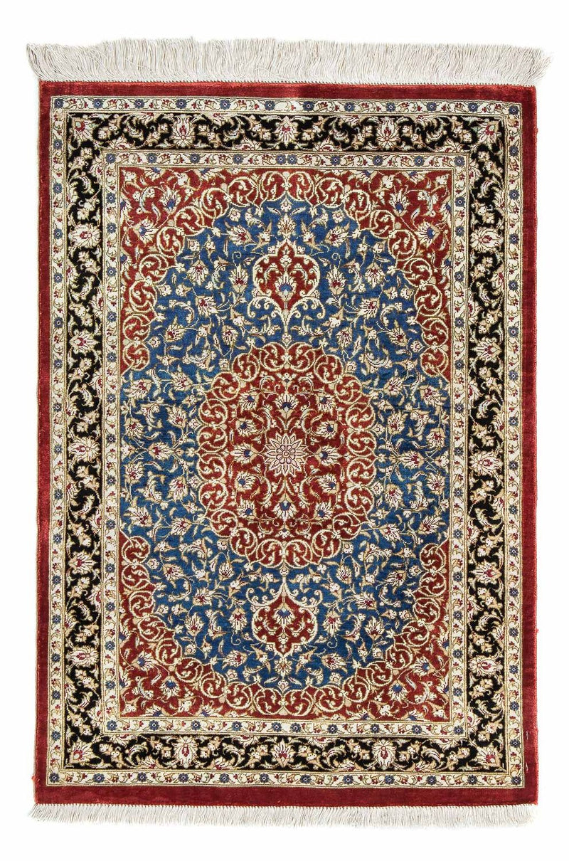 Alfombra persa - Ghom - 81 x 55 cm - rojo oscuro