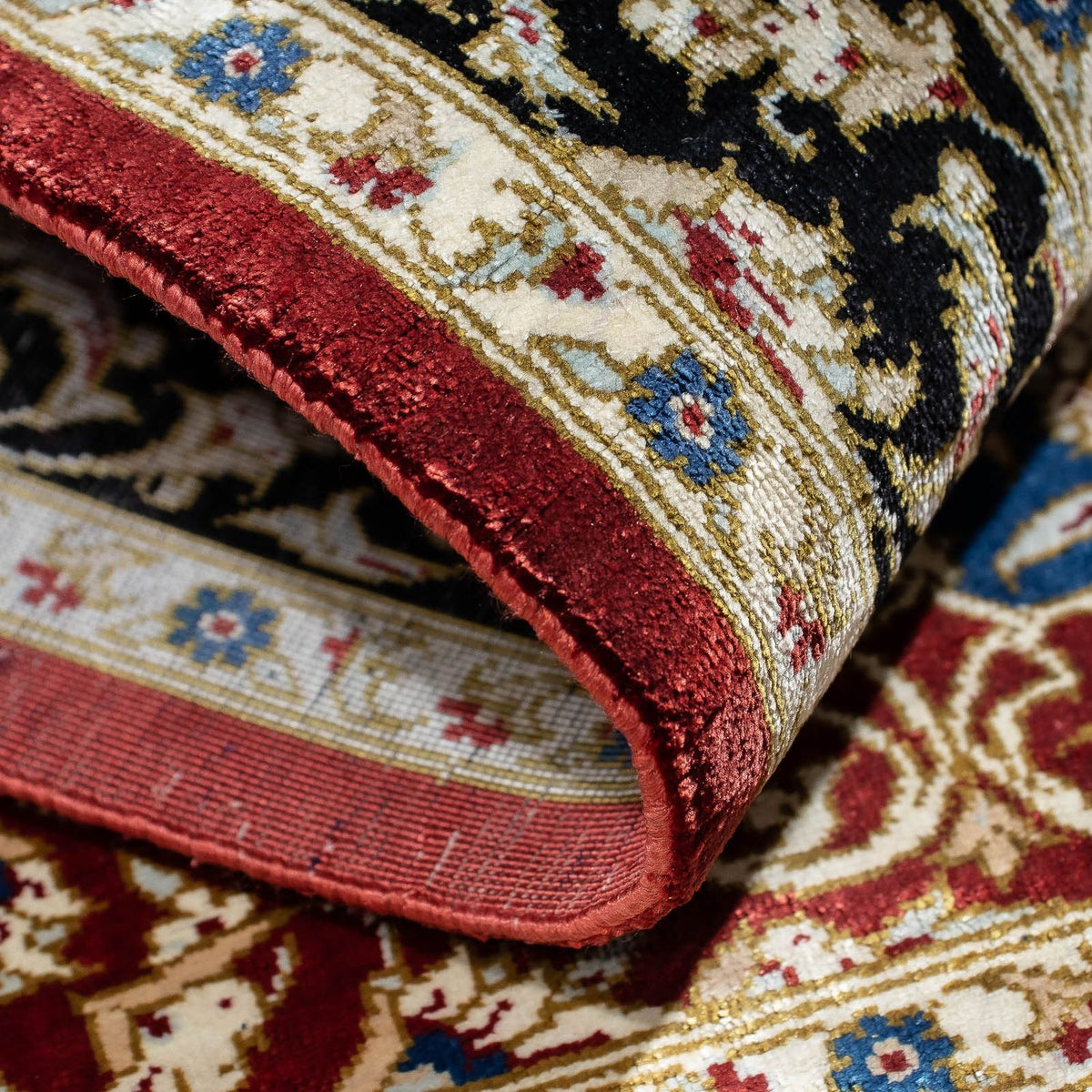 Alfombra persa - Ghom - 81 x 55 cm - rojo oscuro