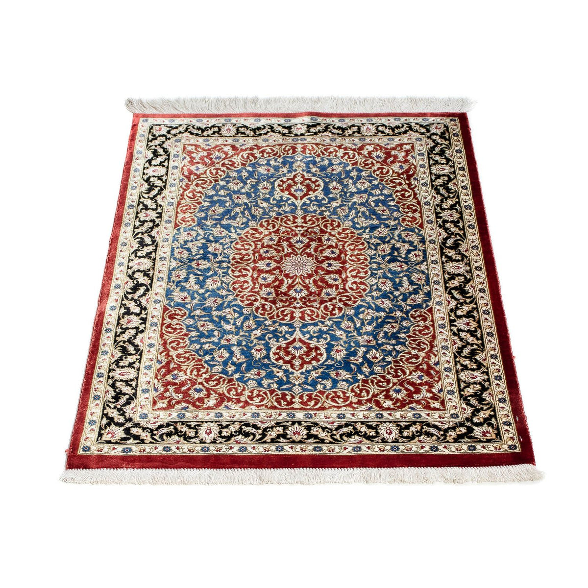 Alfombra persa - Ghom - 81 x 55 cm - rojo oscuro