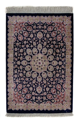 Alfombra persa - Ghom - 80 x 56 cm - azul oscuro