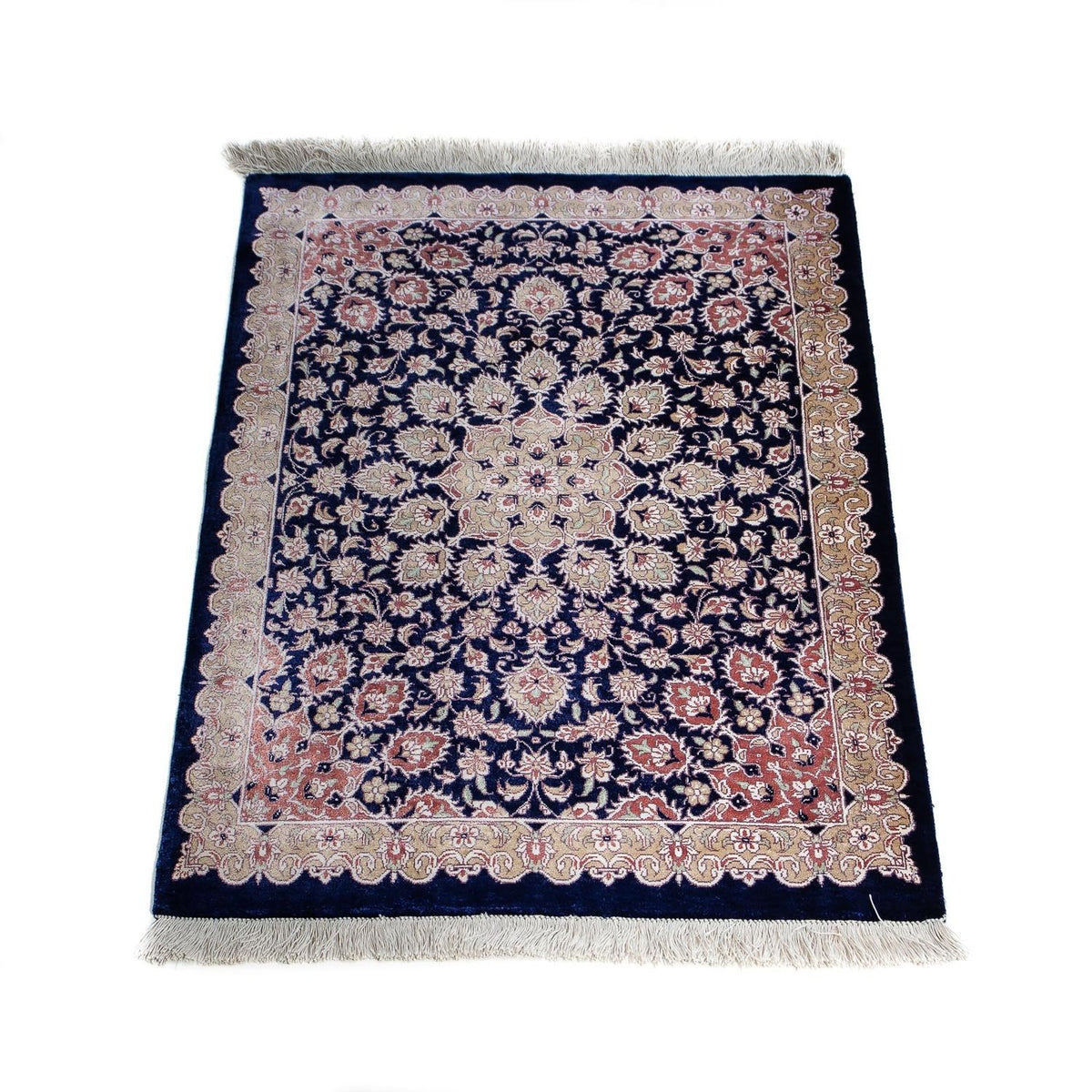 Alfombra persa - Ghom - 80 x 56 cm - azul oscuro