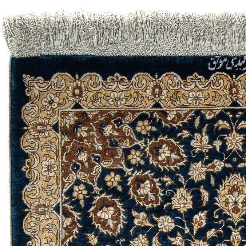 Alfombra persa - Ghom - 84 x 55 cm - azul oscuro