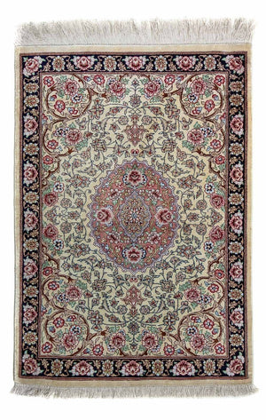 Alfombra persa - Ghom - 77 x 55 cm - beige