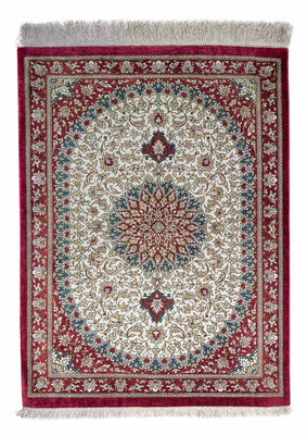 Alfombra persa - Ghom - 78 x 60 cm - rojo oscuro