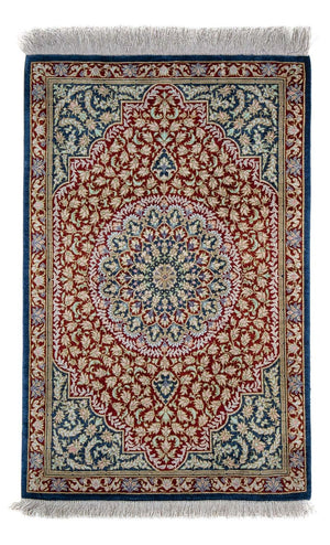 Alfombra persa - Ghom - 83 x 53 cm - azul oscuro