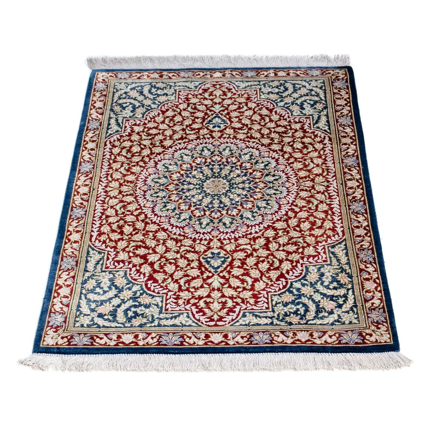 Alfombra persa - Ghom - 83 x 53 cm - azul oscuro