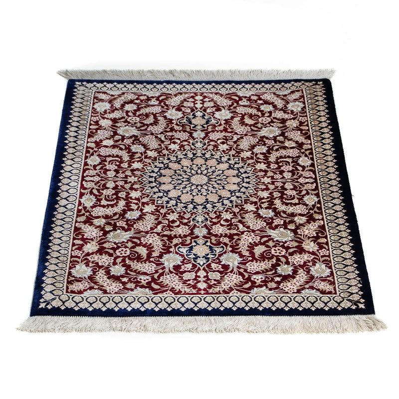 Alfombra persa - Ghom - 85 x 58 cm - azul oscuro