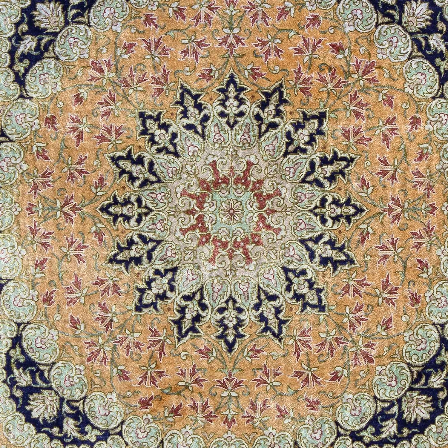 Alfombra persa - Ghom - 93 x 59 cm - amarillo mostaza