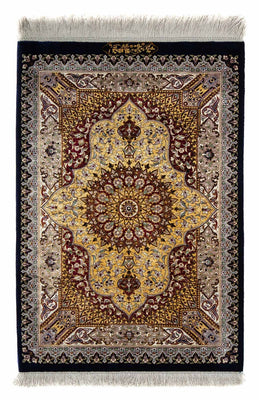 Alfombra persa - Ghom - 87 x 59 cm - azul oscuro