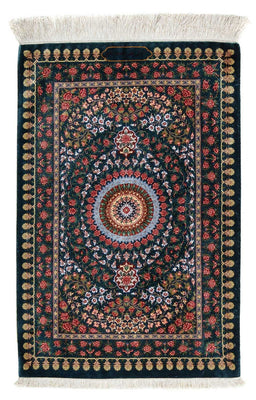 Alfombra persa - Ghom - 93 x 60 cm - azul oscuro