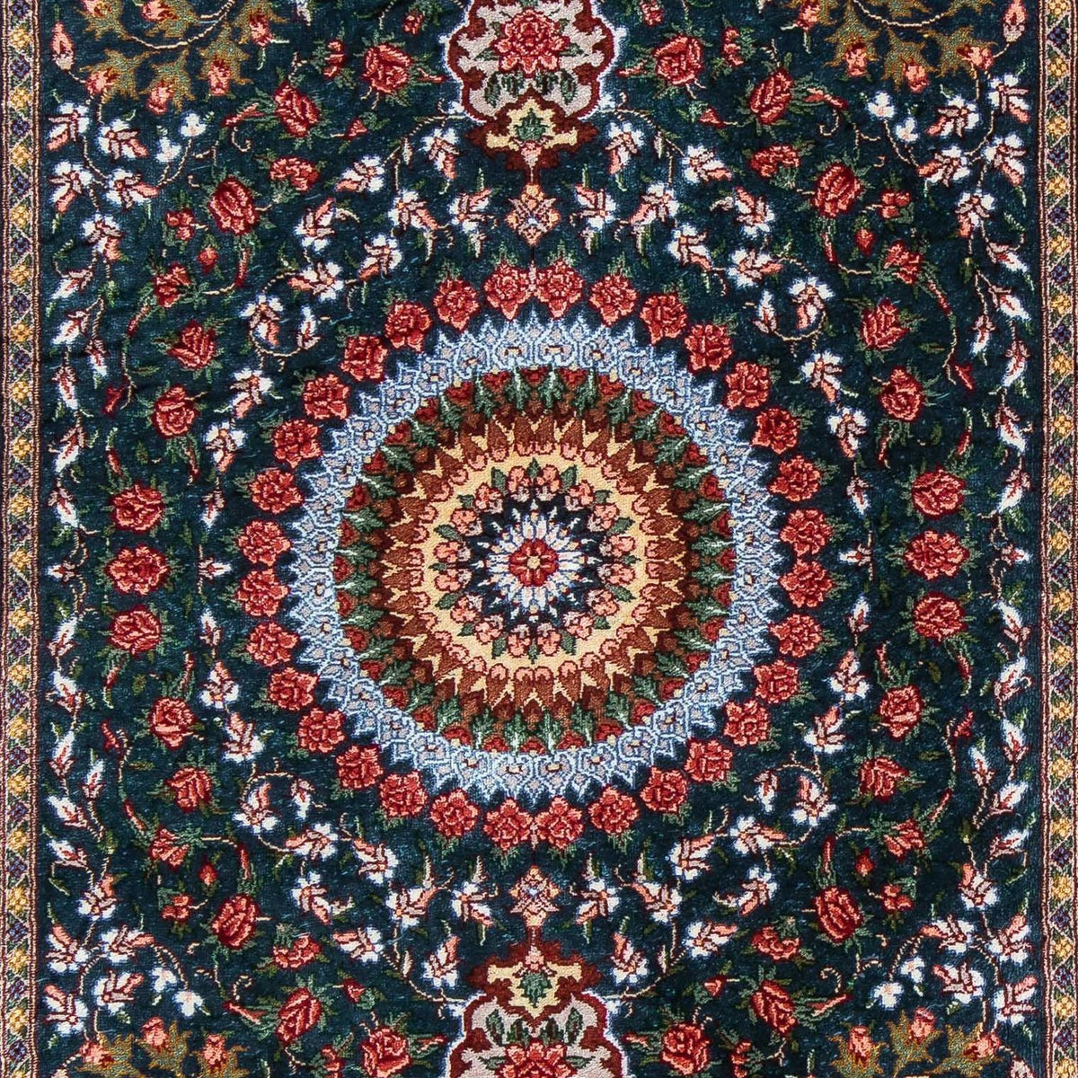 Alfombra persa - Ghom - 93 x 60 cm - azul oscuro