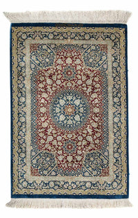 Alfombra persa - Ghom - 92 x 61 cm - azul oscuro