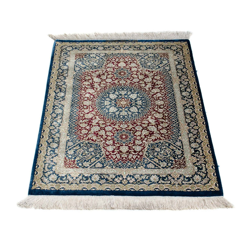 Alfombra persa - Ghom - 92 x 61 cm - azul oscuro