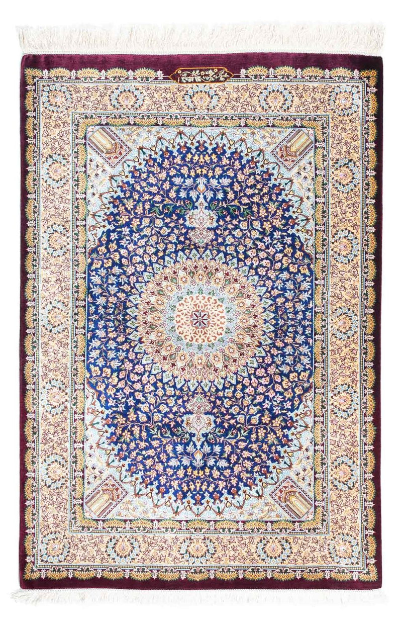 Alfombra persa - Ghom - 117 x 79 cm - rojo oscuro