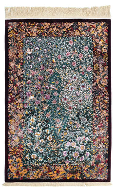Alfombra persa - Ghom - 120 x 78 cm - rojo oscuro