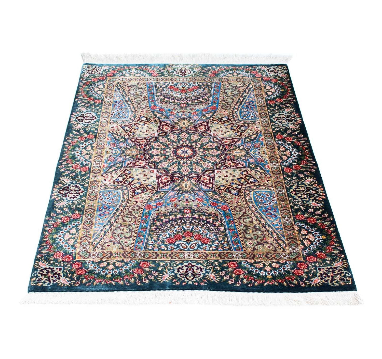 Alfombra persa - Ghom - 118 x 79 cm - multicolor