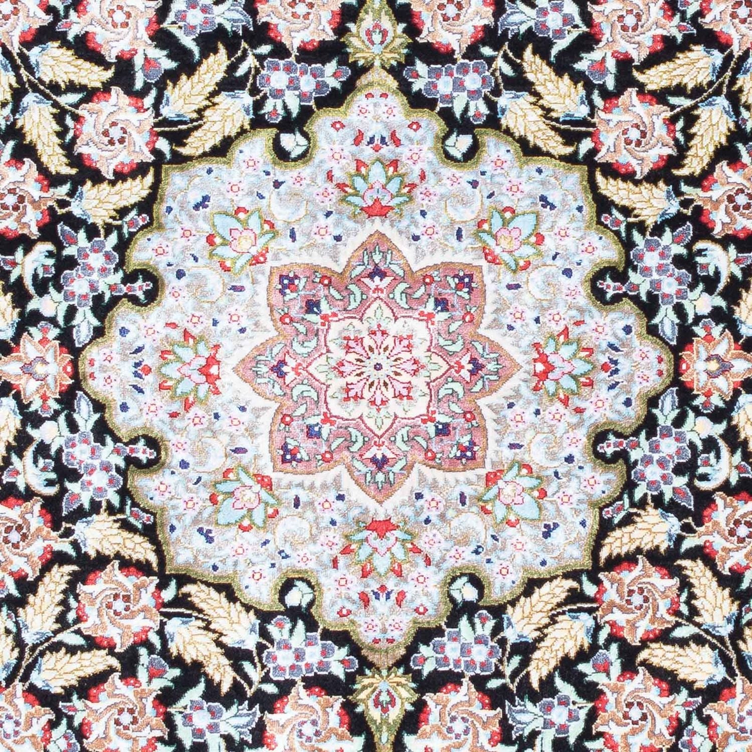 Alfombra persa - Ghom - 124 x 79 cm - azul oscuro