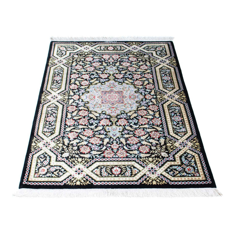 Alfombra persa - Ghom - 124 x 79 cm - azul oscuro