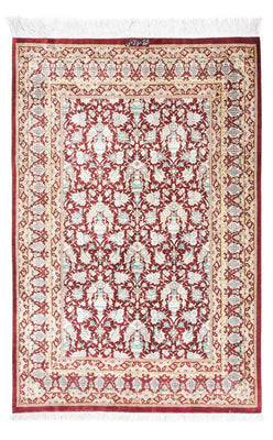 Alfombra persa - Ghom - 119 x 76 cm - rojo oscuro