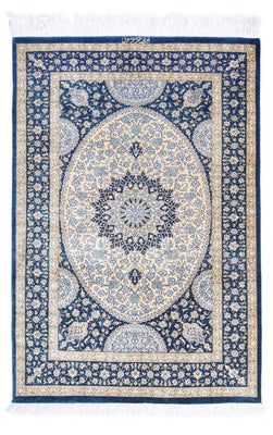 Alfombra persa - Ghom - 111 x 73 cm - azul