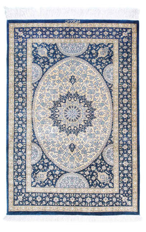 Alfombra persa - Ghom - 111 x 73 cm - azul