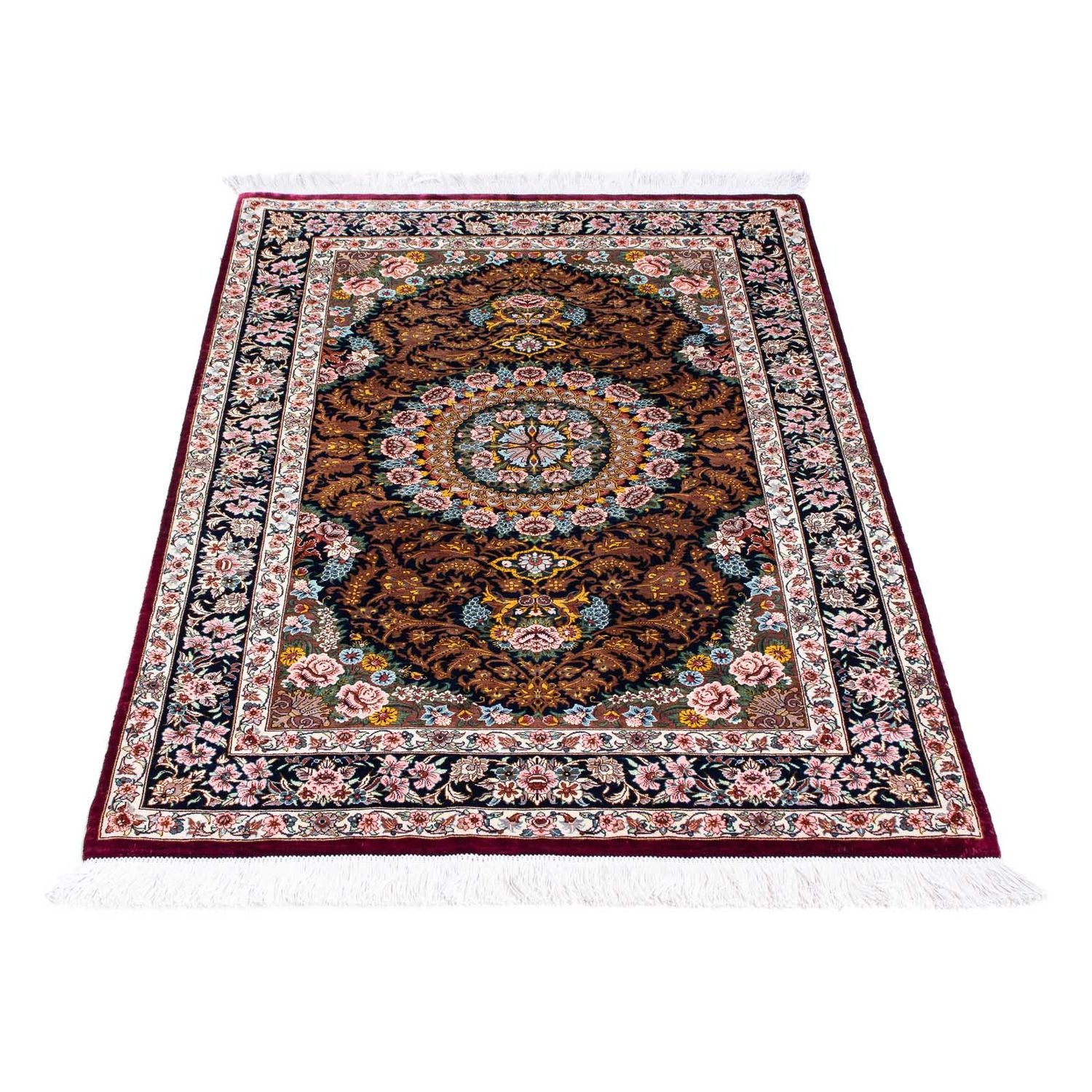 Alfombra persa - Ghom - 119 x 79 cm - rojo oscuro