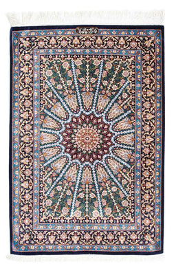 Alfombra persa - Ghom - 121 x 81 cm - azul oscuro