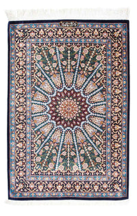 Alfombra persa - Ghom - 121 x 81 cm - azul oscuro
