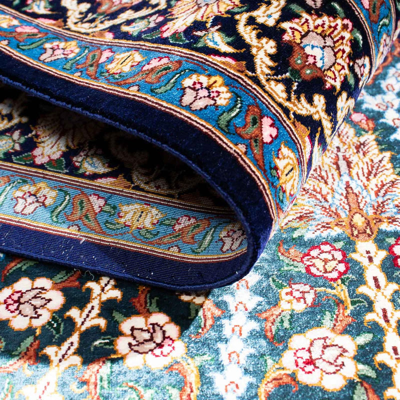 Alfombra persa - Ghom - 121 x 81 cm - azul oscuro