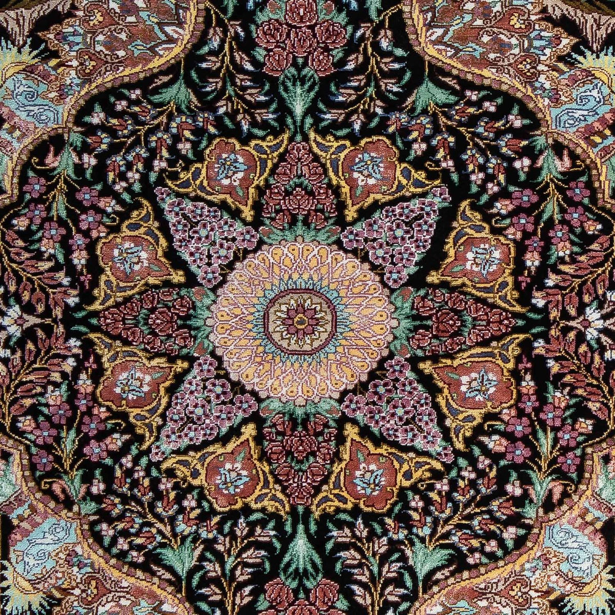 Alfombra persa - Ghom - 85 x 61 cm - azul oscuro