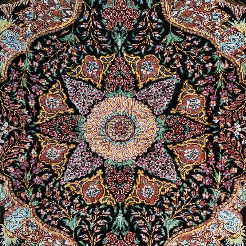 Alfombra persa - Ghom - 85 x 61 cm - azul oscuro