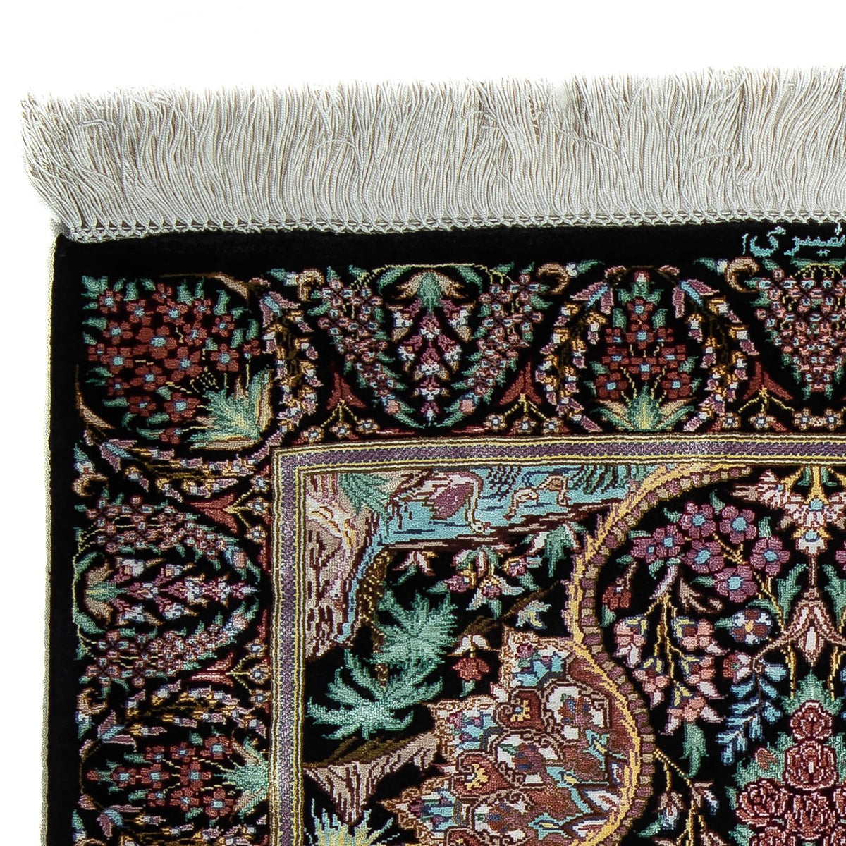 Alfombra persa - Ghom - 85 x 61 cm - azul oscuro
