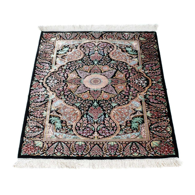 Alfombra persa - Ghom - 85 x 61 cm - azul oscuro
