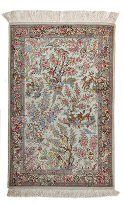 Alfombra persa - Ghom - 94 x 60 cm - beige