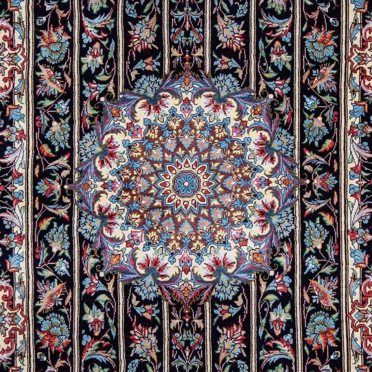 Alfombra persa - Ghom - 98 x 61 cm - azul oscuro