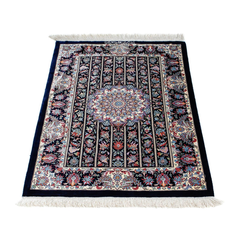 Alfombra persa - Ghom - 98 x 61 cm - azul oscuro
