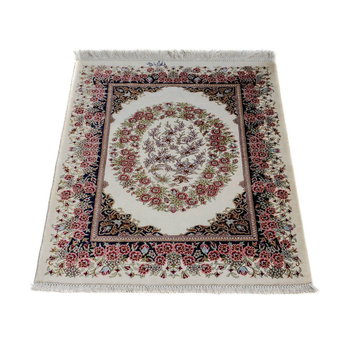 Alfombra persa - Ghom - 91 x 59 cm - beige