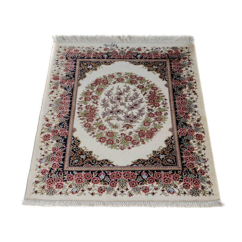 Alfombra persa - Ghom - 91 x 59 cm - beige