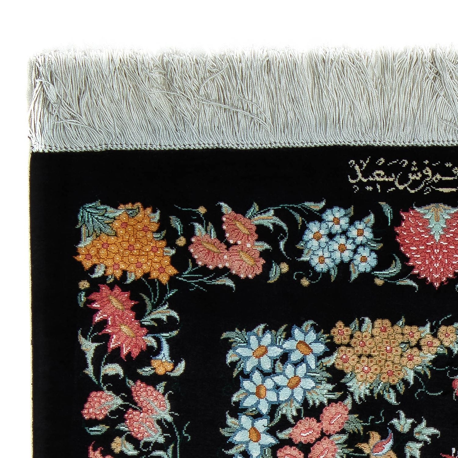 Alfombra persa - Ghom - 89 x 60 cm - azul oscuro