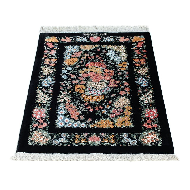 Alfombra persa - Ghom - 89 x 60 cm - azul oscuro