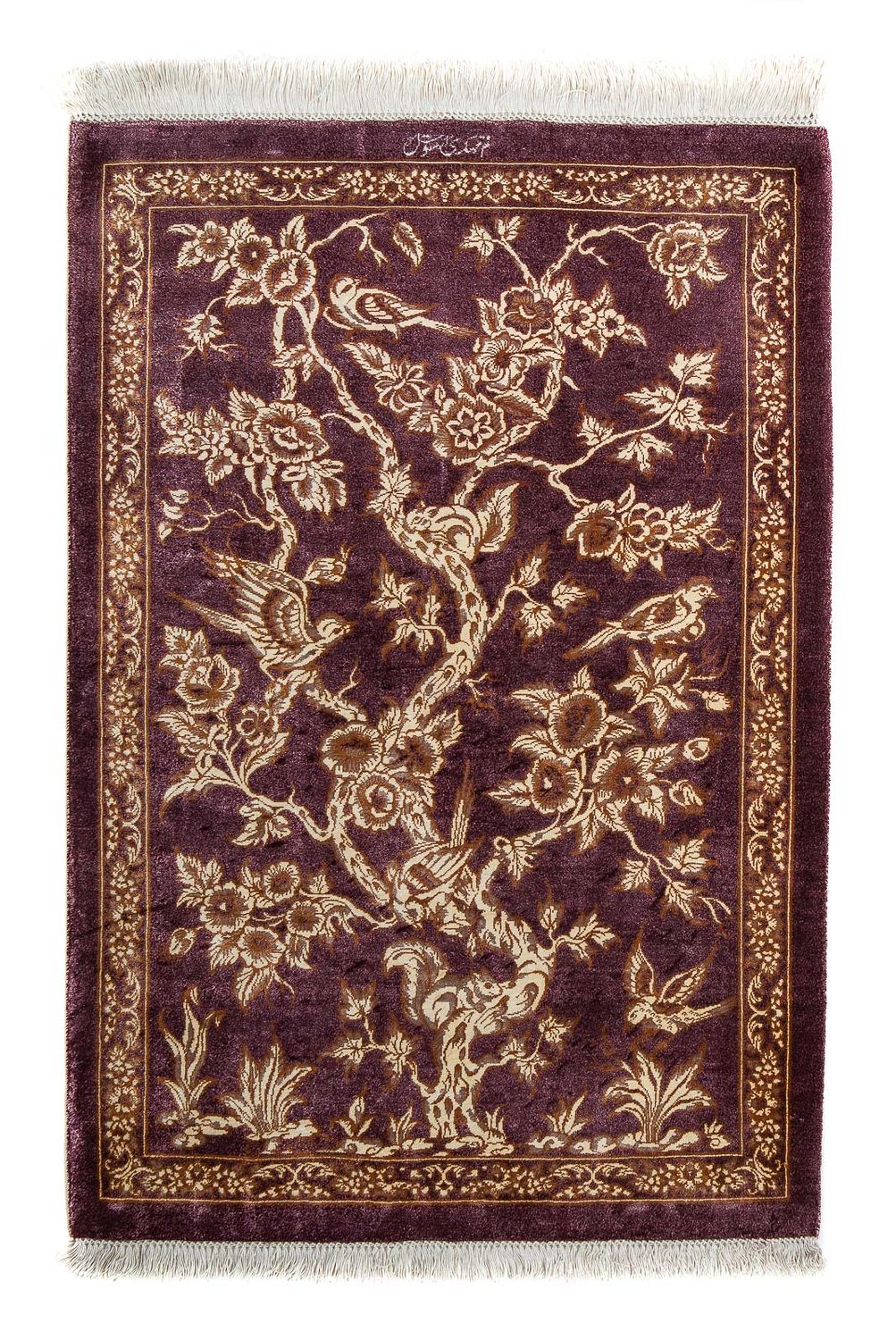 Alfombra persa - Ghom - 87 x 59 cm - púrpura
