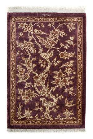 Alfombra persa - Ghom - 87 x 59 cm - púrpura