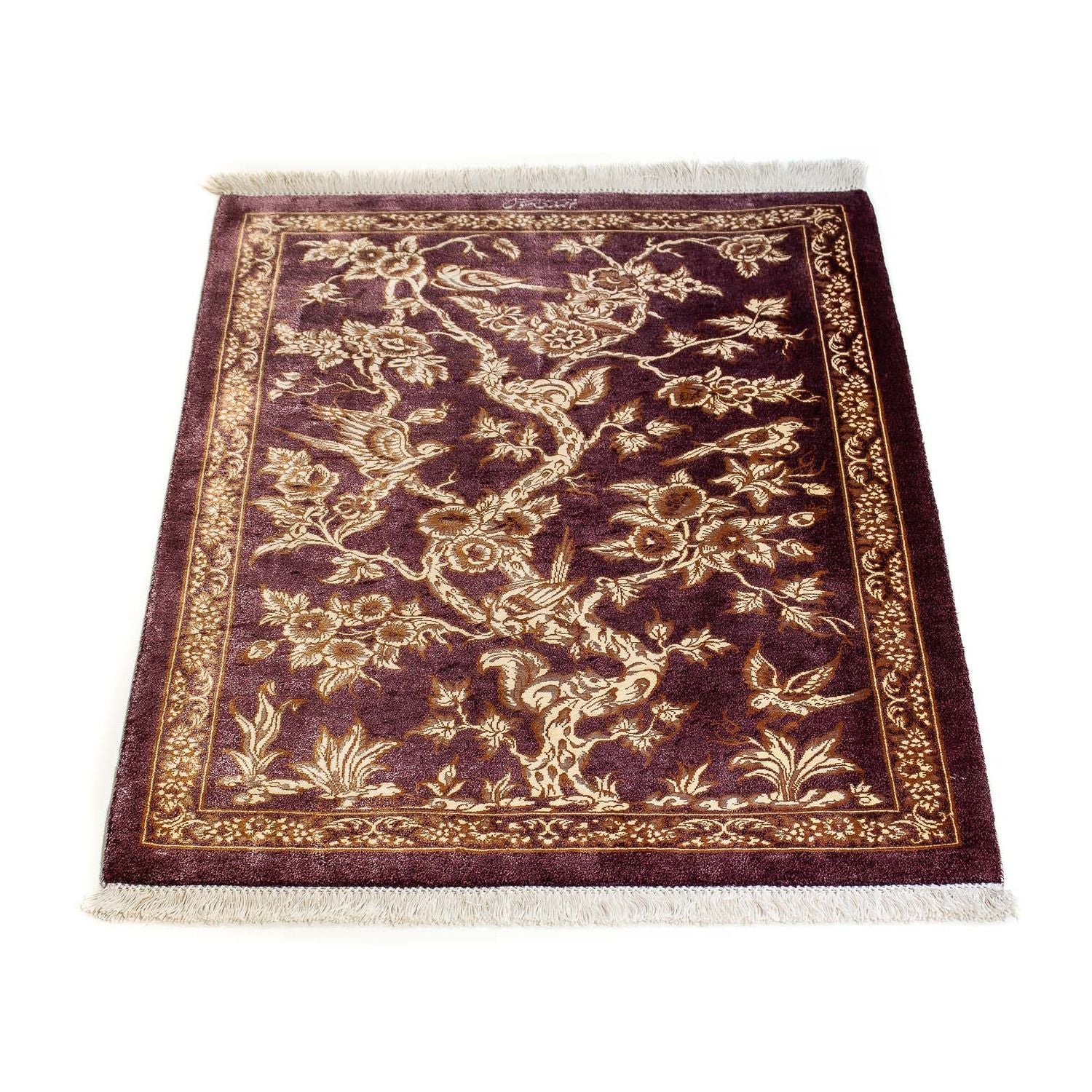 Alfombra persa - Ghom - 87 x 59 cm - púrpura