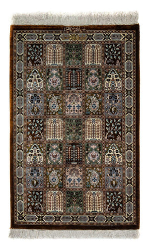 Alfombra persa - Ghom - 92 x 57 cm - marrón oscuro