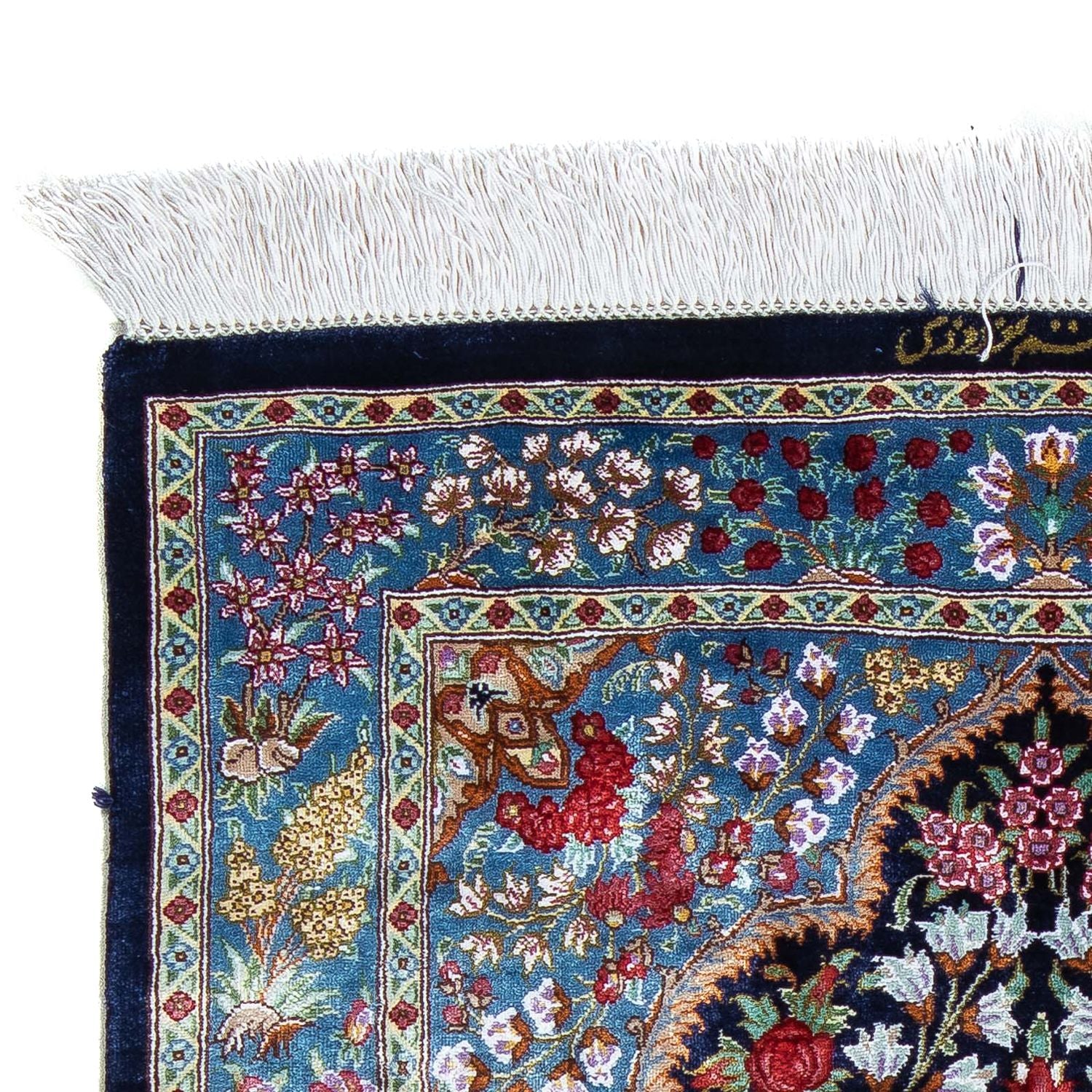 Alfombra persa - Ghom - 96 x 57 cm - azul oscuro